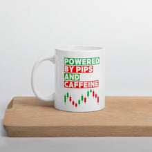 Load image into Gallery viewer, Forex Trader Coffee Mug Powered by Pips and Caffeine